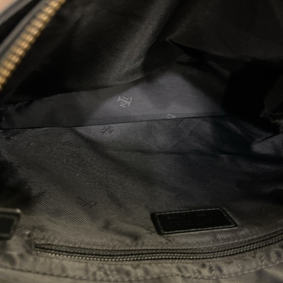 Vtg LAUREN Ralph Lauren Black Nylon Bag Purse RLL Gold Crest Embroidered - Picture 14 of 16